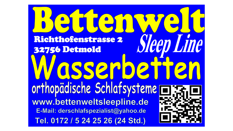 Bettenwelt Sleep Line Wasserbetten orthopädische Schlafsysteme - Sponsorenlog POST TSV Detmold e.V.